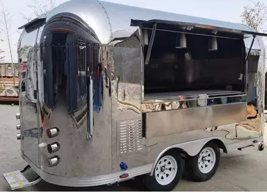 Mirror Stainless Steel Airstream Food Truck Trailer Outdoor Street BBQ Fast Food Kitchen Ventilation Hygiene