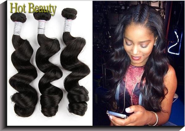 Brazilian Straight Hair Weave Bundles / 100% Virgin Human Hair Extensions Non-Remy