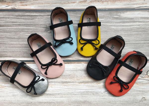 Sheepskin Leather Rubber Bowknot Baby Kids Shoes