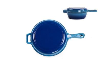 bandeja azul 2 da caçarola do ferro fundido de 26*8cm em 1 4.8kg com o um punho longo