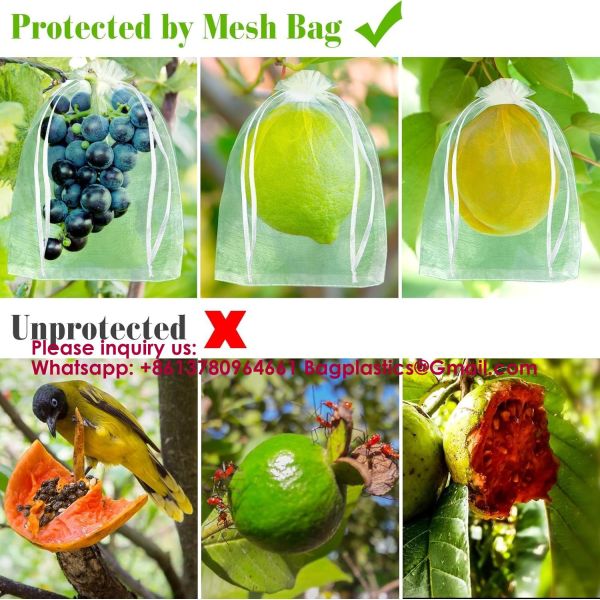 Garden Fruit Protection with Drawstring Reusable Netting Mesh Bags Fruit Netting Bags Fruit Trees Fruit Cover Mesh Bag With Drawstring, Netting Barrier Bags Grapes Mango Fruit Trees Veggies Garden