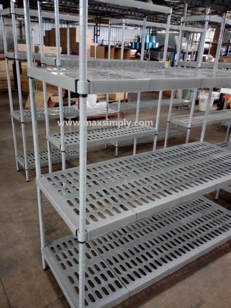 Carbon Steel Or SUS Upright Material Commercial Wire Shelving , Anti - Microbial Polymer Shelving