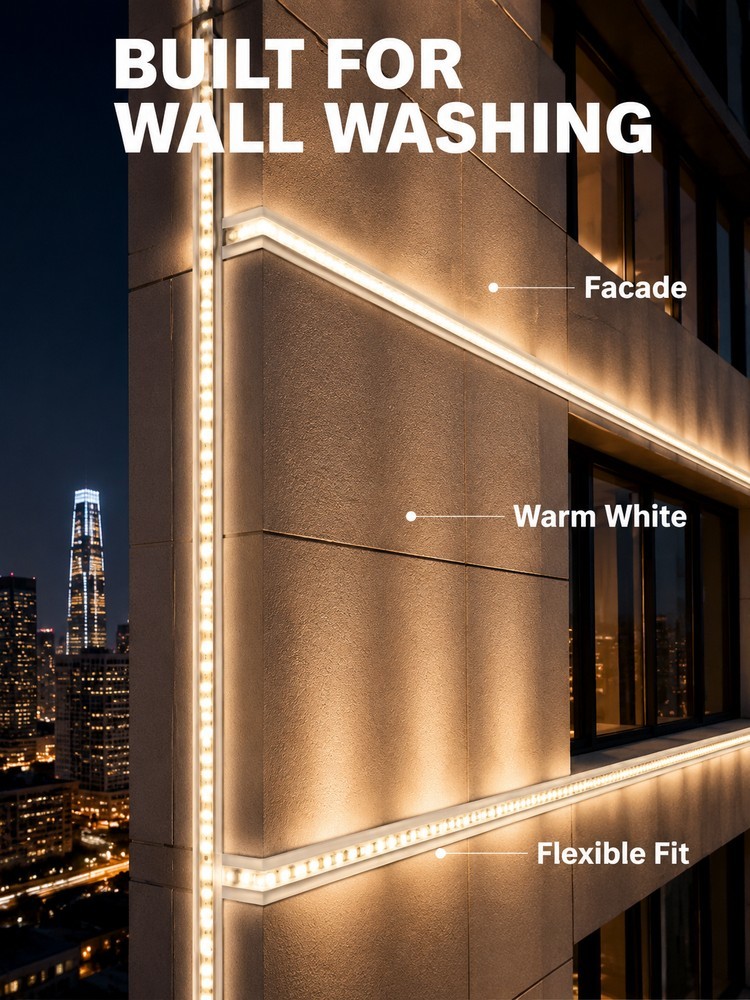 DC24V Silicone Flexible LED Wall Washer 48LED/M 18W For Building Facade Grazing Lighting