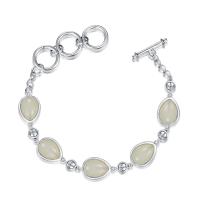 Healing Stones 925 Sterling Silver Bracelet 8x12mm Pear White Jade Bracelet