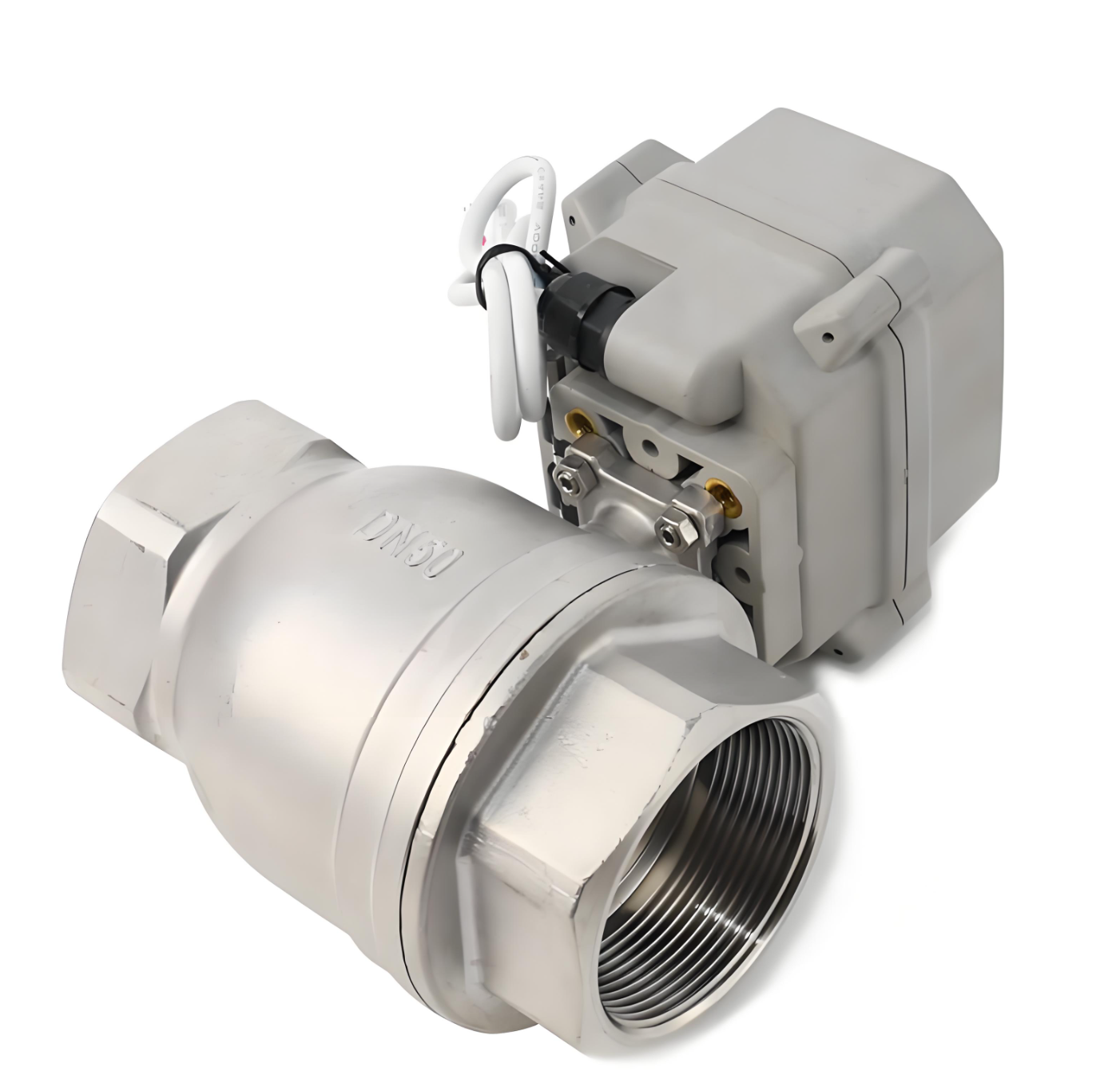 Etrany2IN DC5V SS304 2 Way 2-10V Modulating Electric Control High Temperature Water Ball Valve 2N.M Torque 1.0MPa