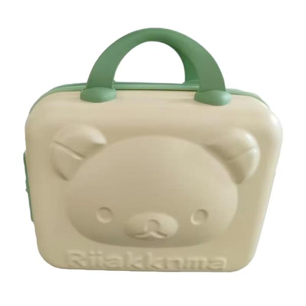 Boîte de rangement de maquillage professionnel léger ABS vert Organisateur cosmétique de dessins animés Organisateur de maquillage de voyage holographique sain