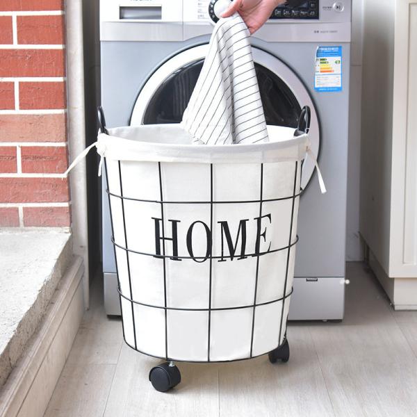 Iron Round Household Laundry Basket North Europe Dirty Clothes Basket Toy Litter Basket