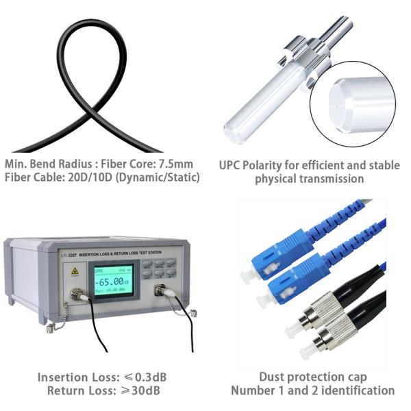 ST to SC Duplex OM3 Multimode Fiber Patch Cable 50/125μm