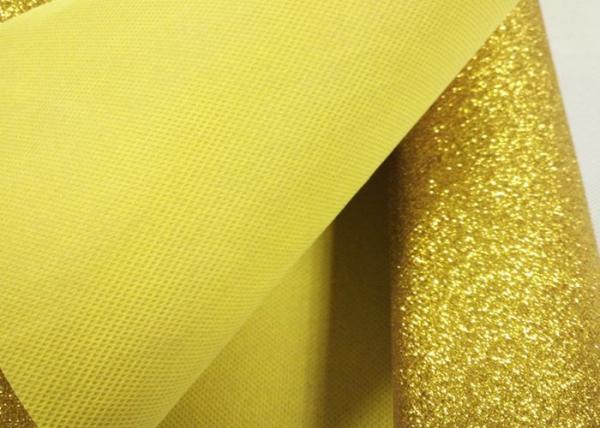 80gsm Champagne Gold Glitter Fabric , Shiny Thick Gold Glitter Fabric