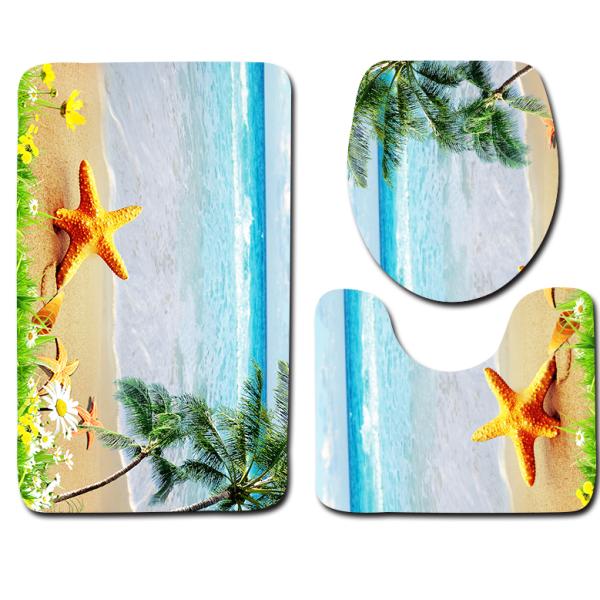 Dolphin Beach Toilet Seat Cushion Anti Skip Toilet Tank Cover Set