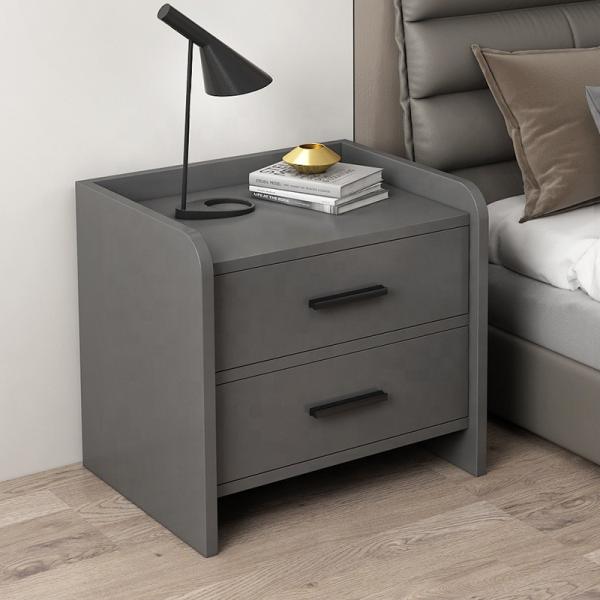 Eco Friendly Timber Bedside Table Gray White 2 Drawer Nightstand