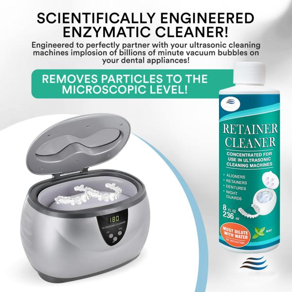 16 Oz Ultrasonic Retainer Cleaner Solution Concentrate Cleans Mouthguards Invisalign Mint
