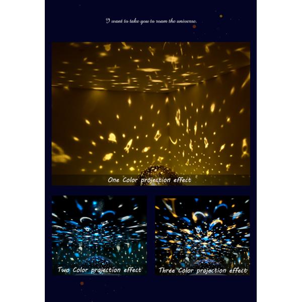 5V 1000mA LED Projector Night Light 151x132mm UFO Shaped For Children