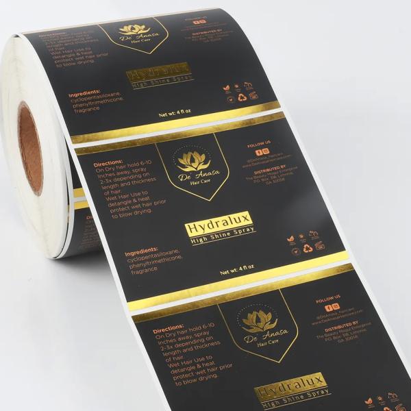 Custom Gold Foil Label Sticker Print Private Labels For PET Lotion Cosmetic Bottle