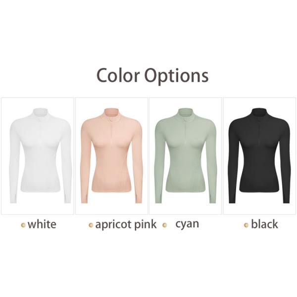 Half Zipper Womens Stretch Riding Base Layer With Thumb Hole Double Sided Nylon Tops