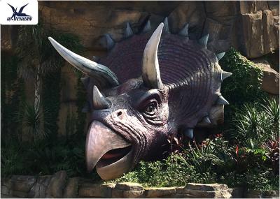 Jurassic Theme Park Life Size Fiberglass Animals Decorative Resin Dinosaur Head Statues