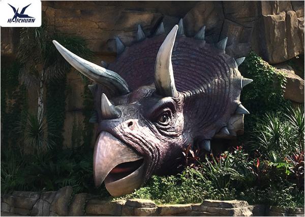 Jurassic Theme Park Life Size Fiberglass Animals Decorative Resin Dinosaur Head Statues