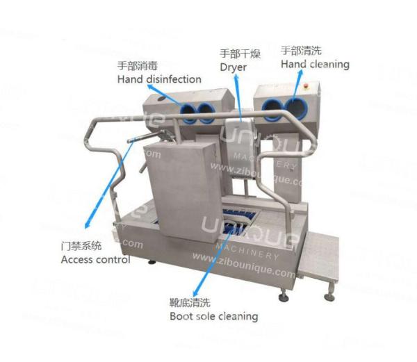 Equipamento industrial de limpeza de botas / Processo de limpeza com água fria / Lavadora de botas agrícolas