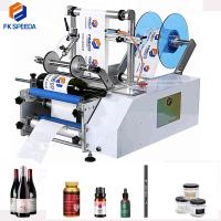 Embalagem de madeira FK603 Máquina de rotulagem de garrafas de plástico quadrado semiautomático semiautomático com codificação de fita