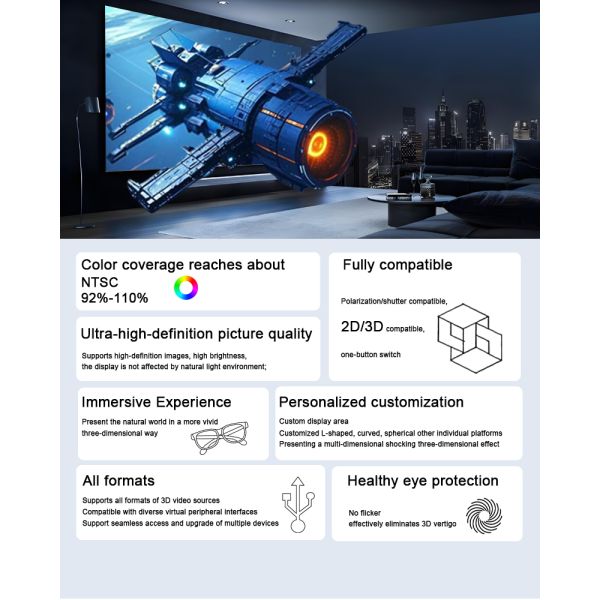 Visualization Polarization Screen Effect Display Virtual Cinema Full Color 3D Display Screen