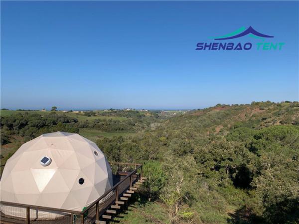 6m Luxury Coated Polyester Fabric Glamping Dome Tent For Hotel