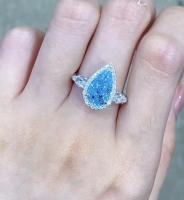 engagement bleu blanc Ring Jewelry de coupe de poire de CVD Diamond Ring 2.32ct de l'or 18K
