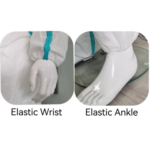 175*140cm CE Type4 5 6 Disposable SMS Nonwoven Protective Coveralls with Stick Strip