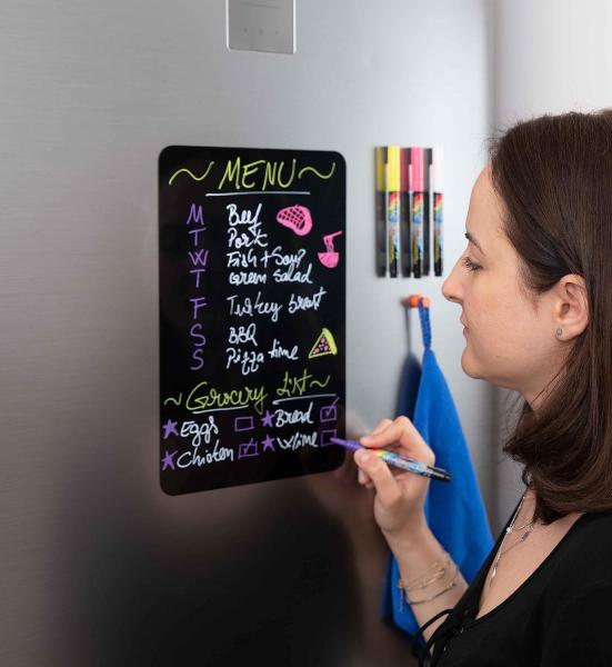 Small Magnetic Dry Erase Blackboard With 5 Pens For Fridge FDA Approved