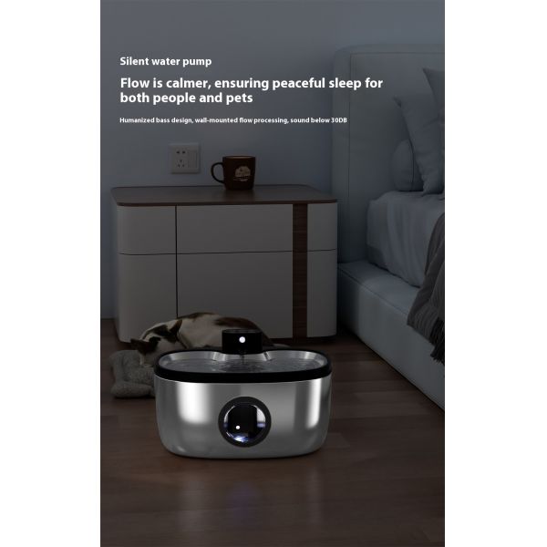 Smart 5L Stainless Steel Battery Powered IPX5 Waterproof Pet Fountain for Dogs & Cats Modern Portable Automatic Water Dispenser