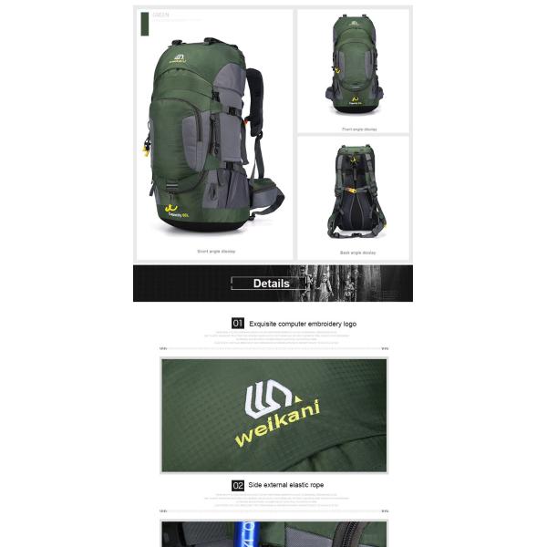 60L Lightweight Waterproof Hiking Backpack 70cm Rainproof Backpacks