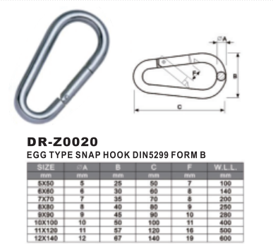 Яйцевидная форма из нержавеющей стали, фиксирующий карабин, пружинный крючок, зажимы Quicklinks