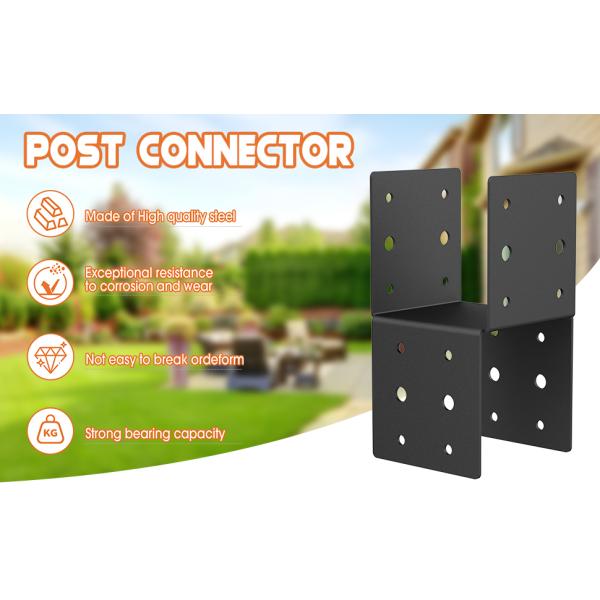 Steel Post Anchor Connector 4pcs Cap & Tie Bracket Set Secures Posts To Wood Decks With Screws