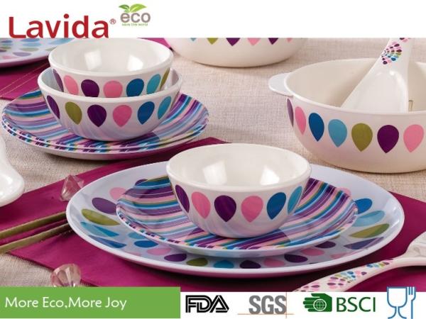Outdoor Melamine Camping Dinnerware Sets Heavy Metal Free Reusable Non - Fragile