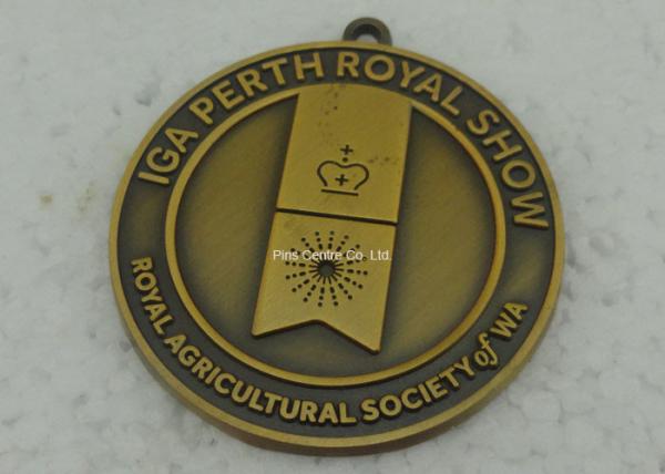 Antique Gold Zinc Alloy Die Cast Medals 1.2mm to 5.0mm Thickness