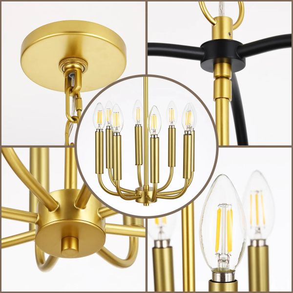 Yihao Modern LED Chandelier Gold Iron Dome Pendant Light with Customized Designs and 30000 Hours Lifespan for Living Room
