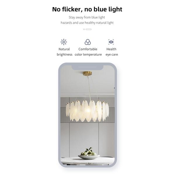Modern Simple Pearl Feather Glass Chandelier Luxury Living Room Lamp Bedroom Dining Room White Chandelier(WHCY-253)