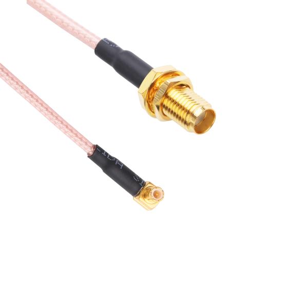 Sma Female Gold Plated To Mcx Plug Right Angle Gold Plated Cable Assy With Heatshrink