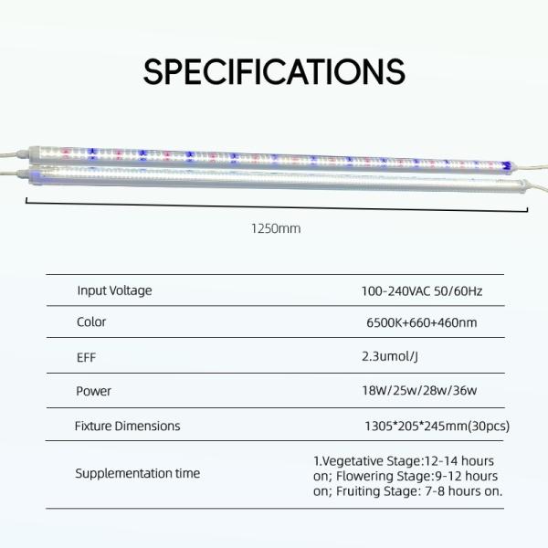 18W 25W 36W 42W 4Ft Led Tube T8 Grow Light SAMSUNG LM301H EVO LM281B 6500K 460nm 660nm For Veg Bloom