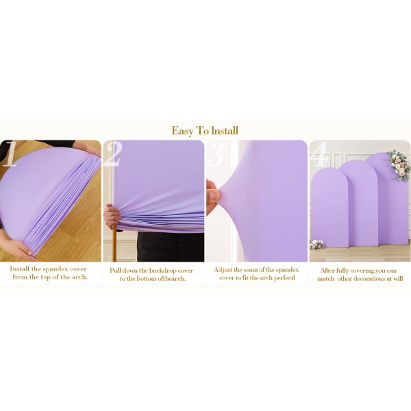 Purple Arch Covers 3 Piece,Spandex Arch Backdrop Cover for Wedding、 Baby Shower 、Birthday Party