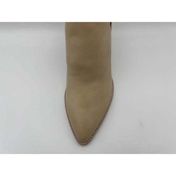 Womens Slip On Genuine Leather High Heel Dress Boots , Pink Fashion Ankle Boots