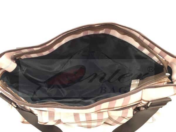 Pink PU Grid Pattern Tote Diaper Bags With Shoulder OEM / ODM Acceptable
