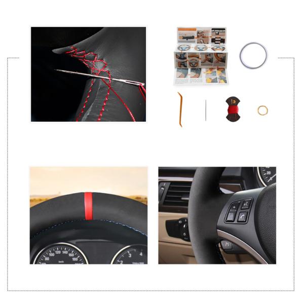 Customized Leather Steering Wheel Cover for BMW E90 325i 330i 335i E87 120i 130i 120d