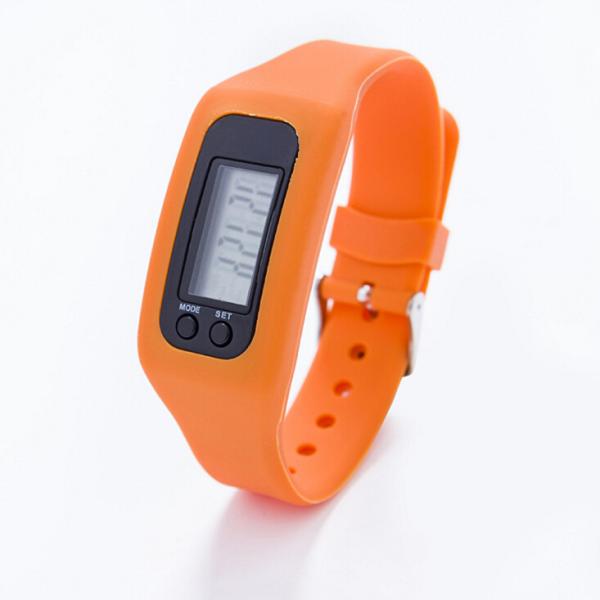ROHS Silicone Pedometer 1ATM LED Digital Watch Sport