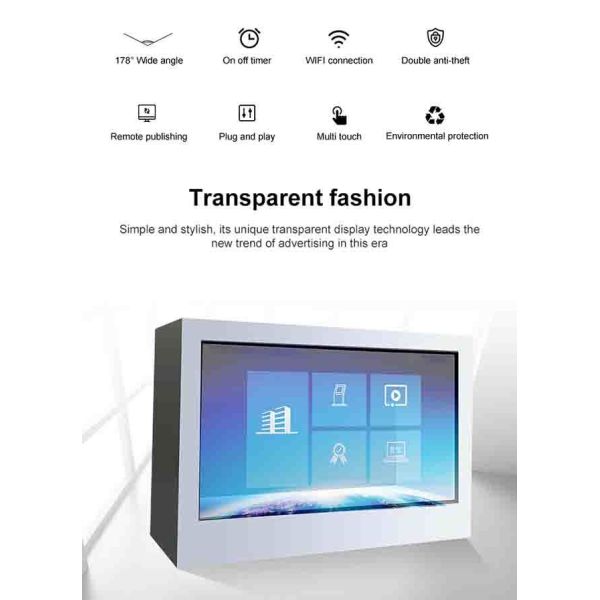 32 inch touch screen transparent lcd display price box for jewelry show