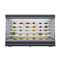 Mostra aberta do supermercado do refrigerador de Multideck da cortina da noite para a bebida e o iogurte
