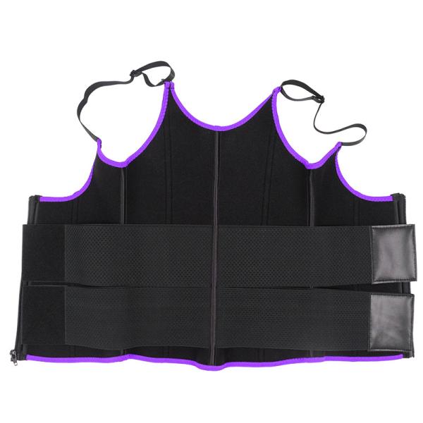 Purple 6xl Sauna Vest Workout Waist Trainer Vest Zipper Closure