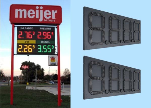 6 couleur rouge a mené des signes de station service, signe mené de prix du gaz de Digital silencieux