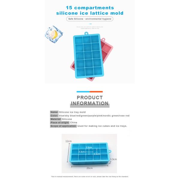 Многоразовая большая прессформа куба льда силикона полости квадрата 15