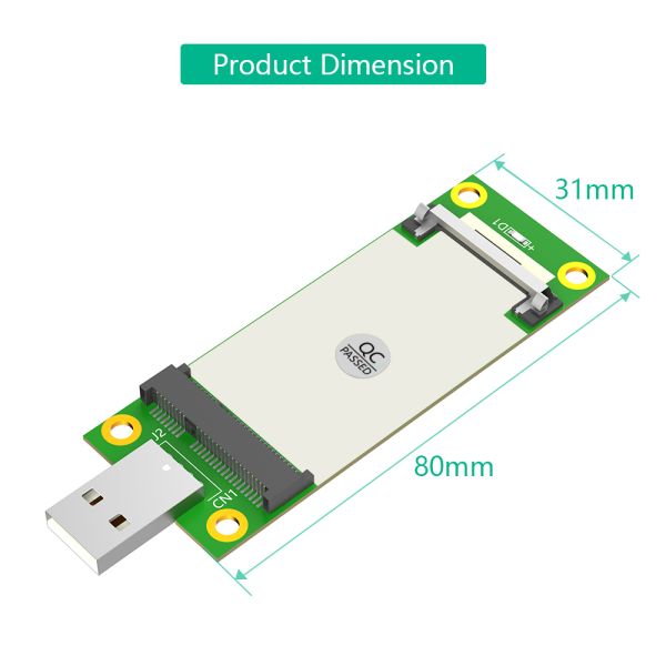Mini PCI-E to USB Adapter with SIM Card Slot for WWAN/LTE Module - Plug & Play, Compact 31*80mm Size