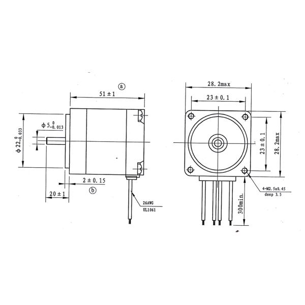 Мотор шагая мотора Nema11 28BYGH502 28m гибридный Stepper